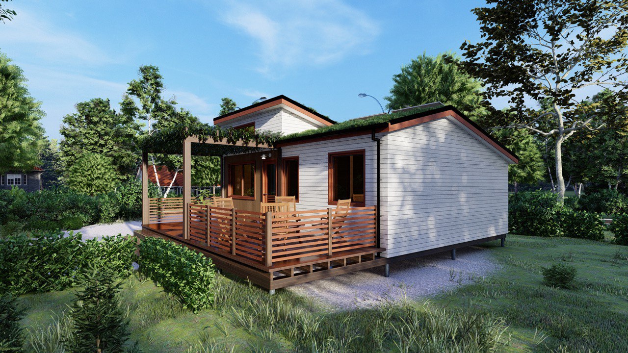 Tiny House - Modulhus - Minihus - Containerhus, Prefabricerat Hus - 50 m² - Energieffektiv - SIP-Modell