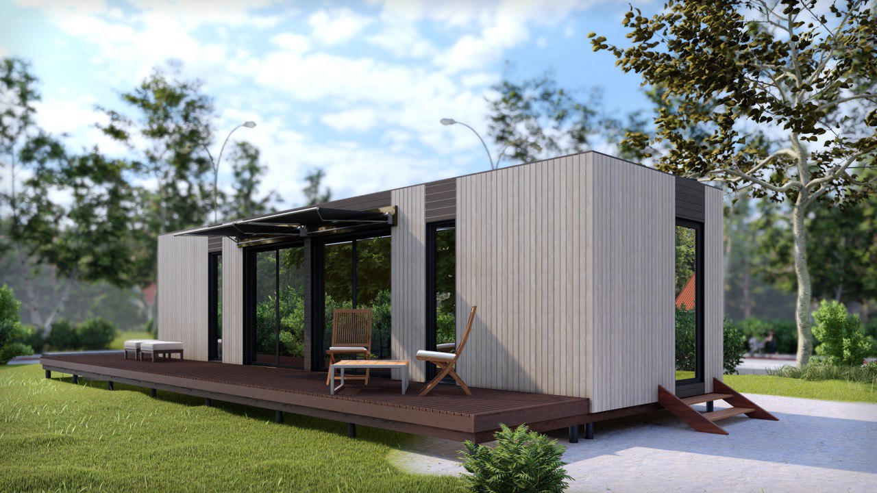 Tiny House - Modulhus - Minihus - Containerhus, Prefabricerat Hus - 40 m² - Energieffektiv - SIP-Modell Tiny House - Modulhus - Minihus - Containerhus, Prefabricerat Hus - 40 m² - Energieffektiv - SIP-Modell