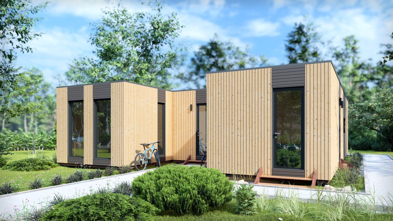 Tiny House - Modulhus - Minihus - Containerhus, Prefabricerat Hus - 88,6 m² - Energieffektiv - SIP-Modell