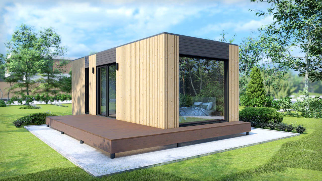 Tiny House - Modulhus - Minihus - Containerhus, Prefabricerat Hus - 29 m² - Energieffektiv - SIP-Modell