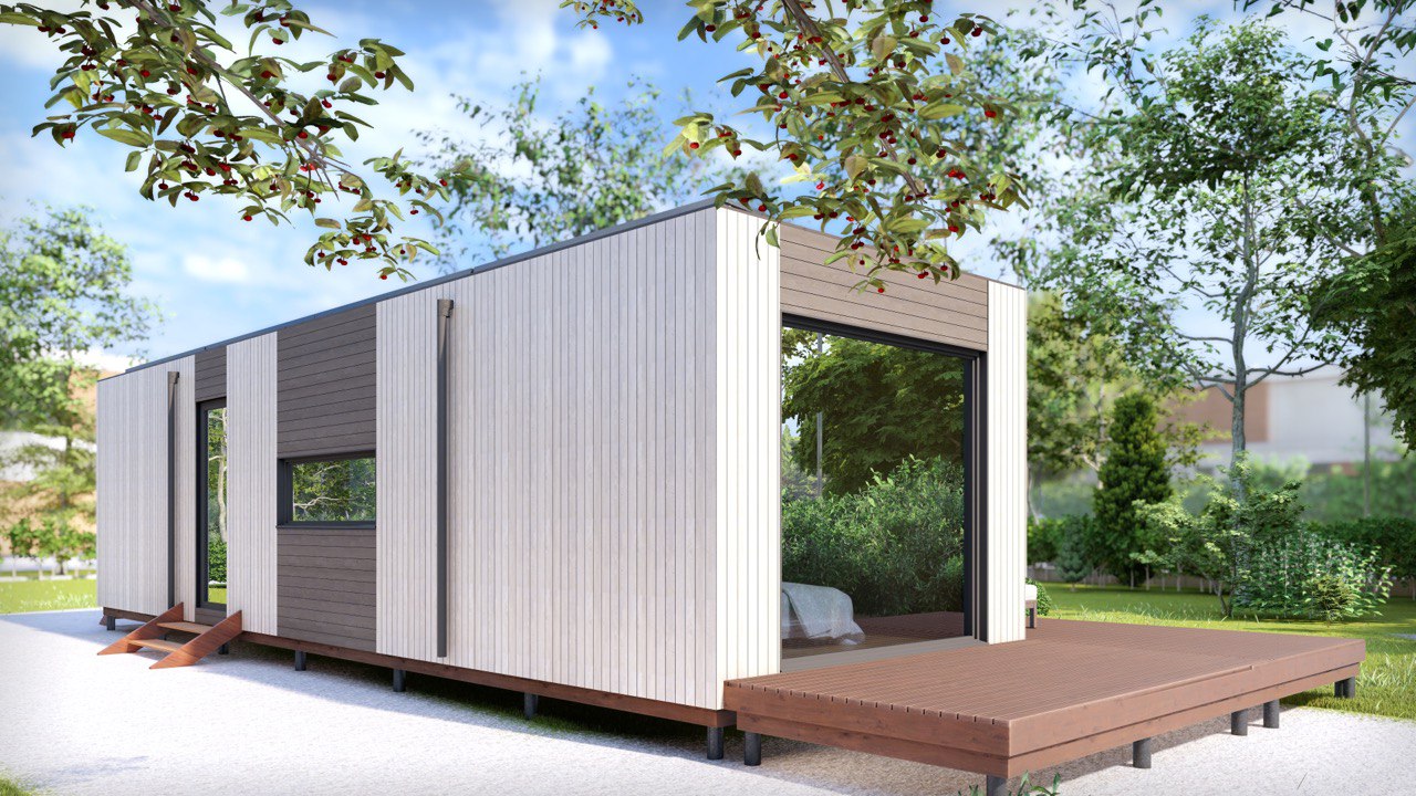 Tiny House - Modulhus - Minihus - Containerhus, Prefabricerat Hus - 40 m² - Energieffektiv - SIP-Modell Tiny House - Modulhus - Minihus - Containerhus, Prefabricerat Hus - 40 m² - Energieffektiv - SIP-Modell