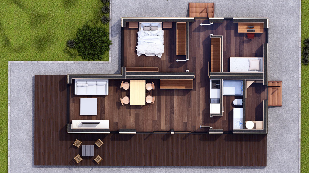 Tiny House - Modulhus - Minihus - Containerhus, Prefabricerat Hus - 69,36 m² - Energieffektiv - SIP-Modell Tiny House - Modulhus - Minihus - Containerhus, Prefabricerat Hus - 69,36 m² - Energieffektiv - SIP-Modell
