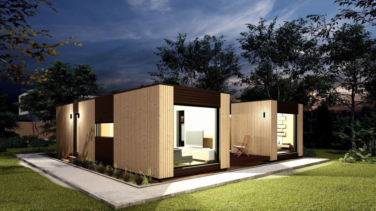 Tiny House - Modulhus - Minihus - Containerhus, Prefabricerat Hus - 88,6 m² - Energieffektiv - SIP-Modell