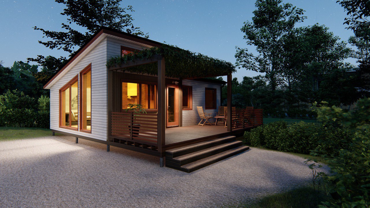 Tiny House - Modulhus - Minihus - Containerhus, Prefabricerat Hus - 50 m² - Energieffektiv - SIP-Modell