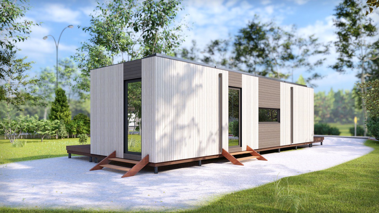 Tiny House - Modulhus - Minihus - Containerhus, Prefabricerat Hus - 40 m² - Energieffektiv - SIP-Modell Tiny House - Modulhus - Minihus - Containerhus, Prefabricerat Hus - 40 m² - Energieffektiv - SIP-Modell