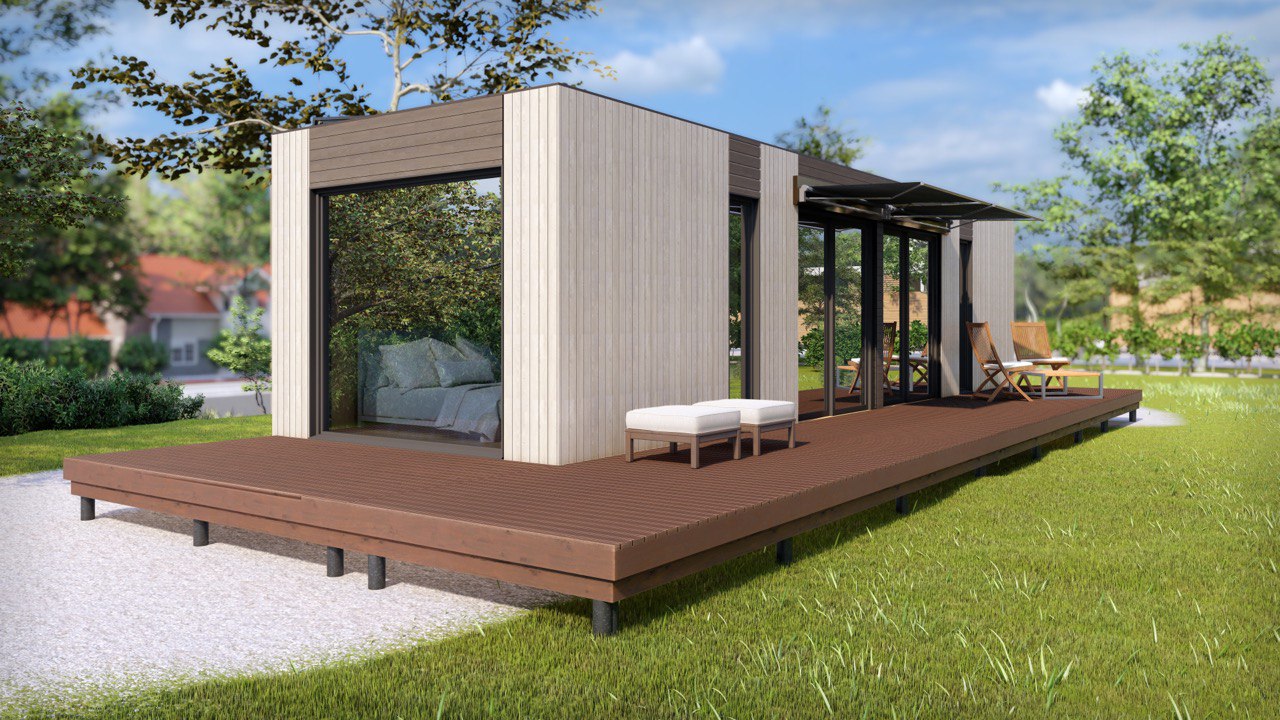 Tiny House - Modulhus - Minihus - Containerhus, Prefabricerat Hus - 40 m² - Energieffektiv - SIP-Modell Tiny House - Modulhus - Minihus - Containerhus, Prefabricerat Hus - 40 m² - Energieffektiv - SIP-Modell