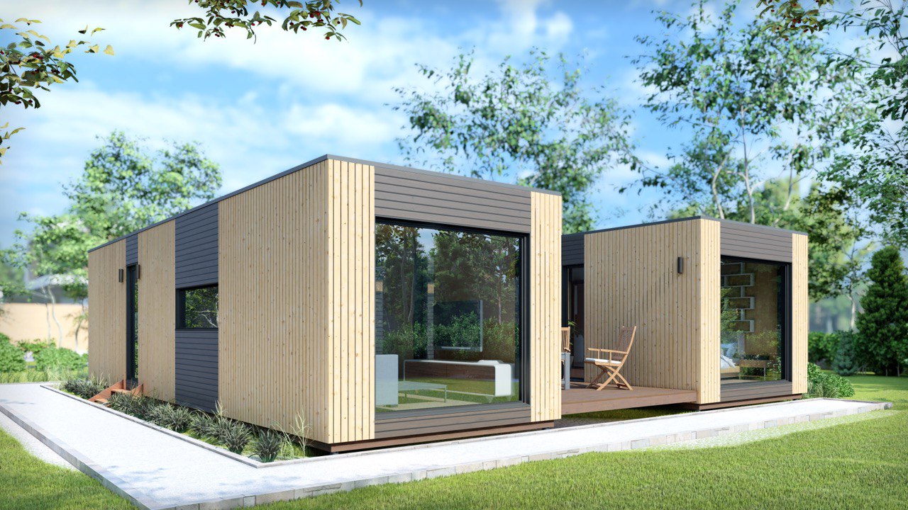 Tiny House - Modulhus - Minihus - Containerhus, Prefabricerat Hus - 88,6 m² - Energieffektiv - SIP-Modell