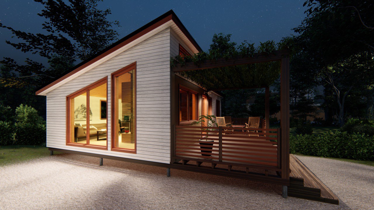 Tiny House - Modulhus - Minihus - Containerhus, Prefabricerat Hus - 50 m² - Energieffektiv - SIP-Modell