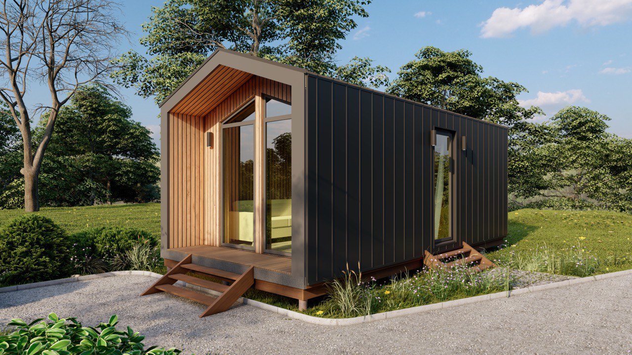 Tiny House - Modulhus - Minihus - Containerhus, Prefabricerat Hus - 28 m² - Energieffektiv - SIP-Modell Tiny House - Modulhus - Minihus - Containerhus, Prefabricerat Hus - 28 m² - Energieffektiv - SIP-Modell