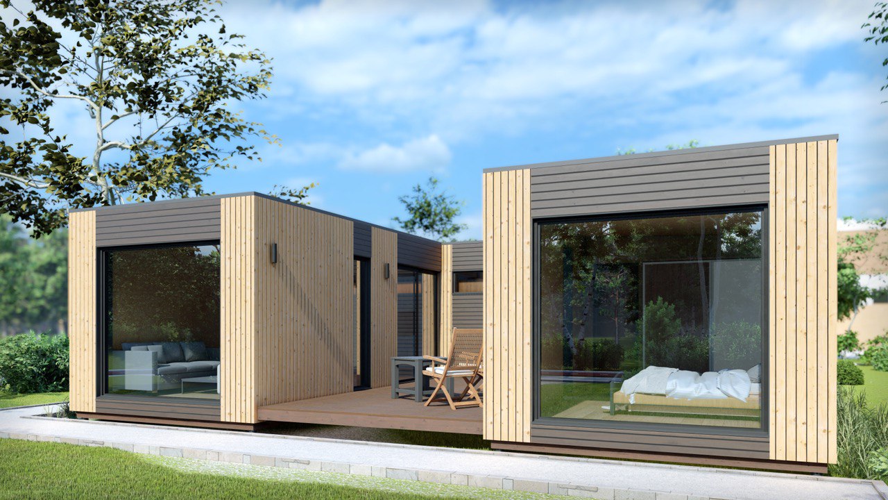 Tiny House - Modulhus - Minihus - Containerhus, Prefabricerat Hus - 88,6 m² - Energieffektiv - SIP-Modell